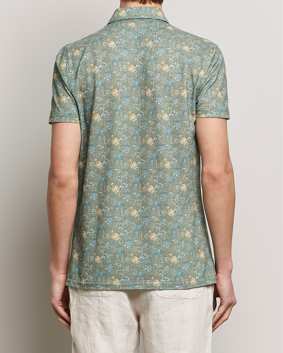 Herr | Pikéer | Stenströms | Cotton Pique Paisley Printed Polo Shirt Green