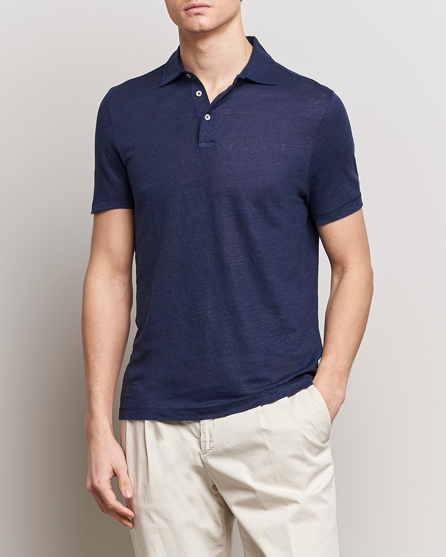 Herr | Avdelningar | Stenströms | Linen Polo Shirt Navy