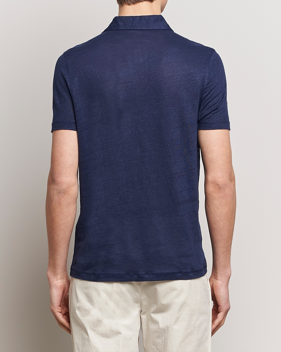 Herr | Pikéer | Stenströms | Linen Polo Shirt Navy