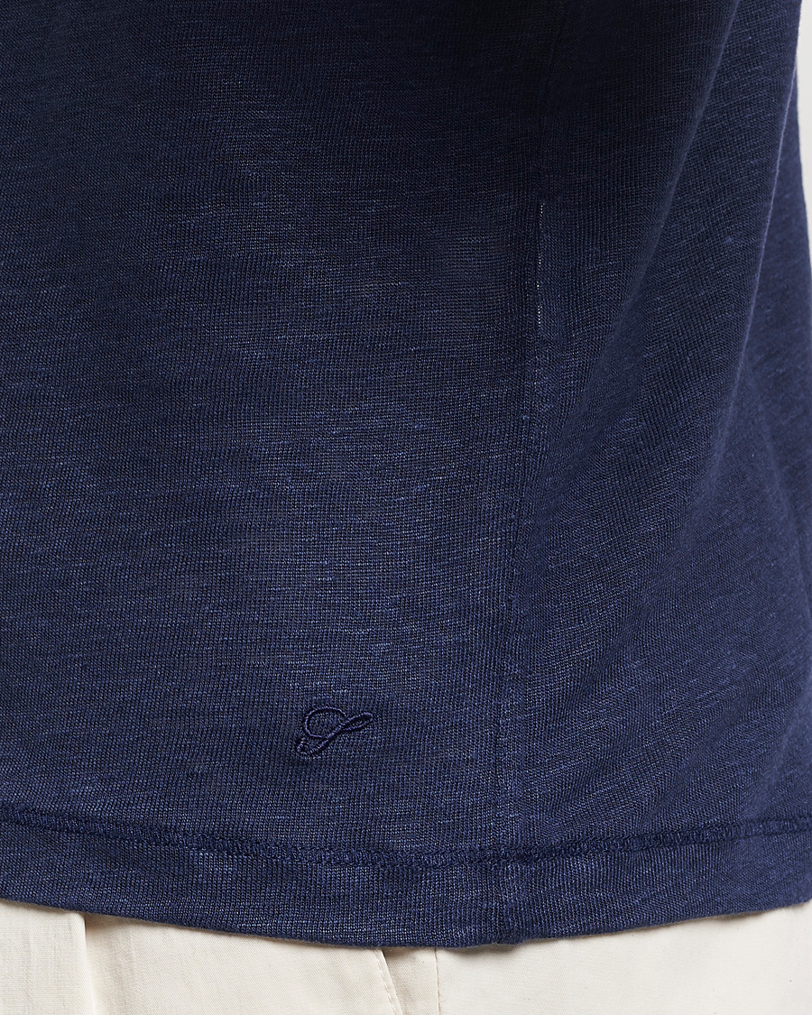 Herr | Pikéer | Stenströms | Linen Polo Shirt Navy