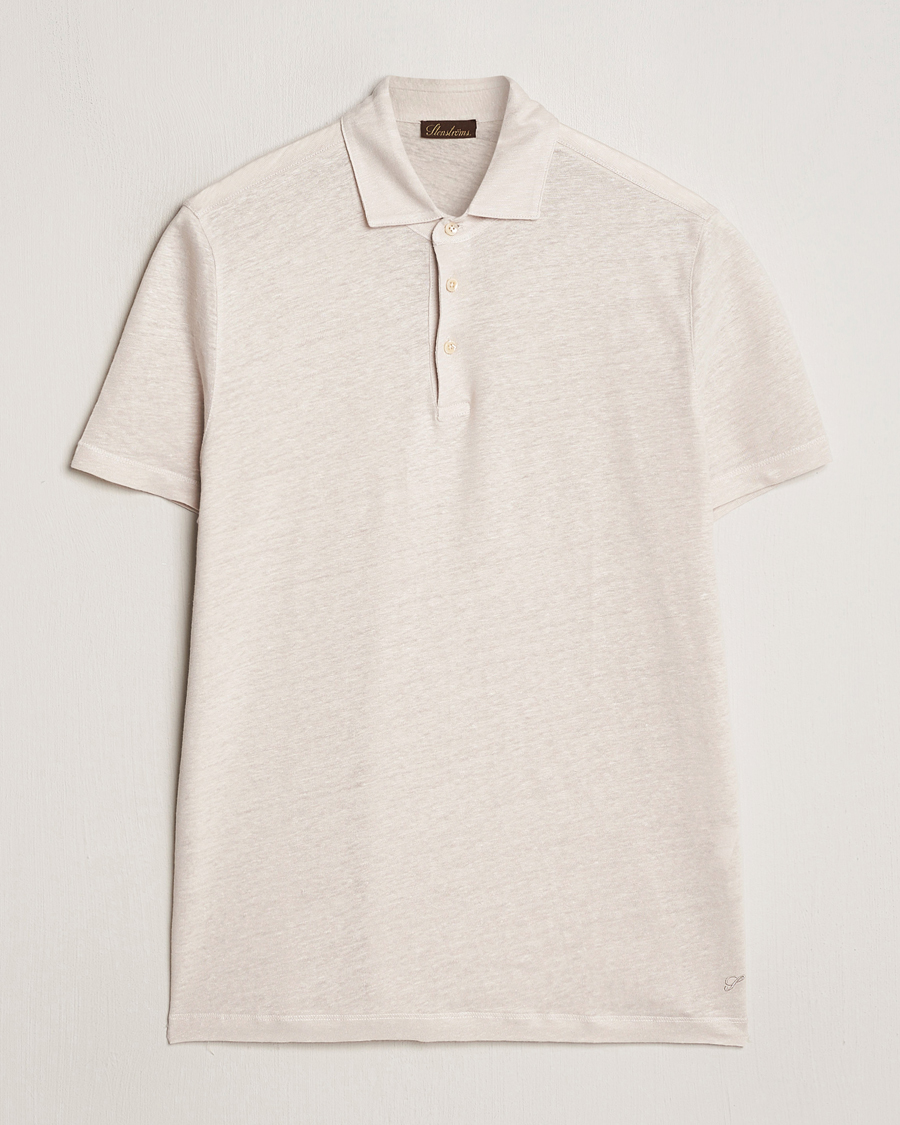 Herr | Pikéer | Stenströms | Linen Polo Shirt Beige