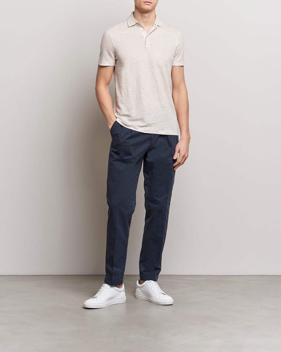 Herr | Pikéer | Stenströms | Linen Polo Shirt Beige