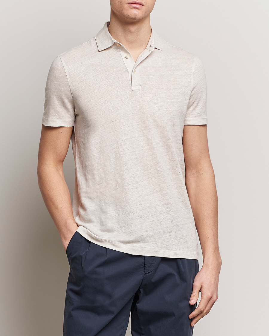 Herr | Summer | Stenströms | Linen Polo Shirt Beige