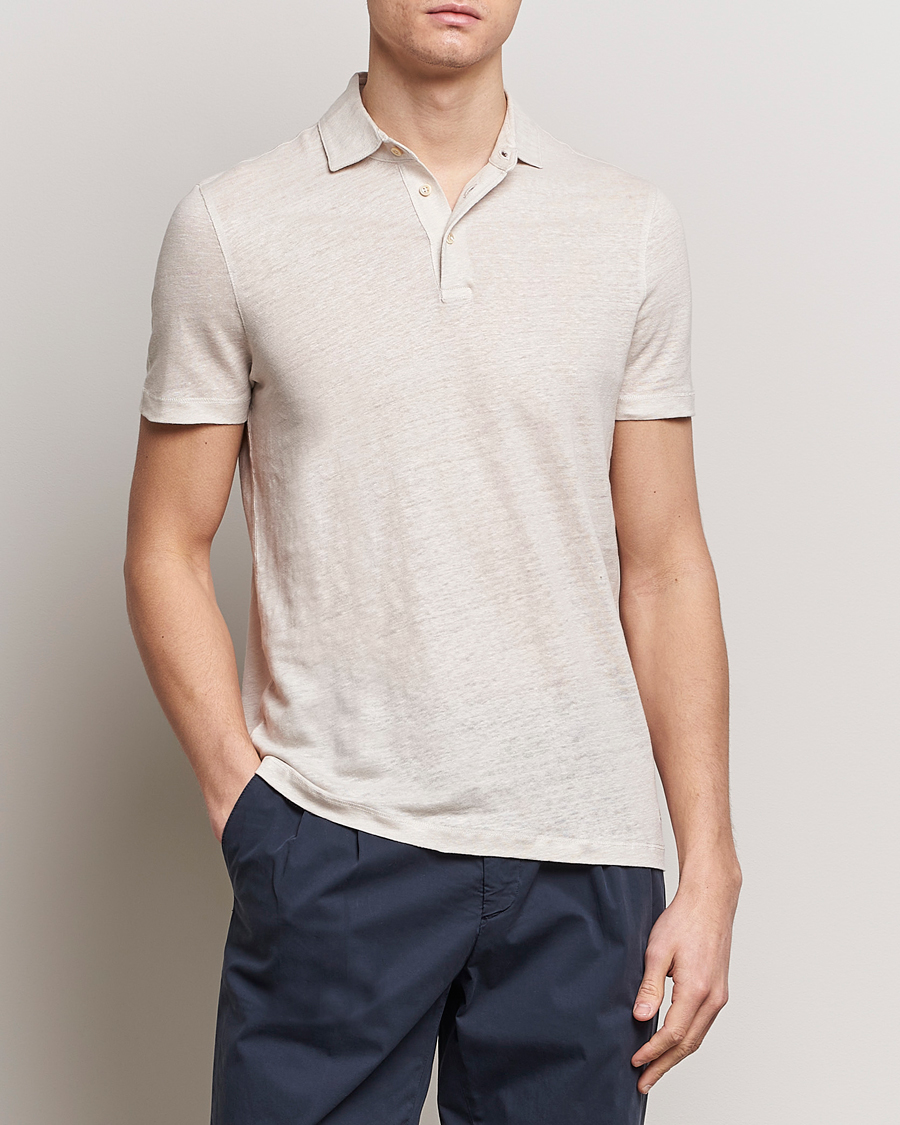 Herr | Avdelningar | Stenströms | Linen Polo Shirt Beige