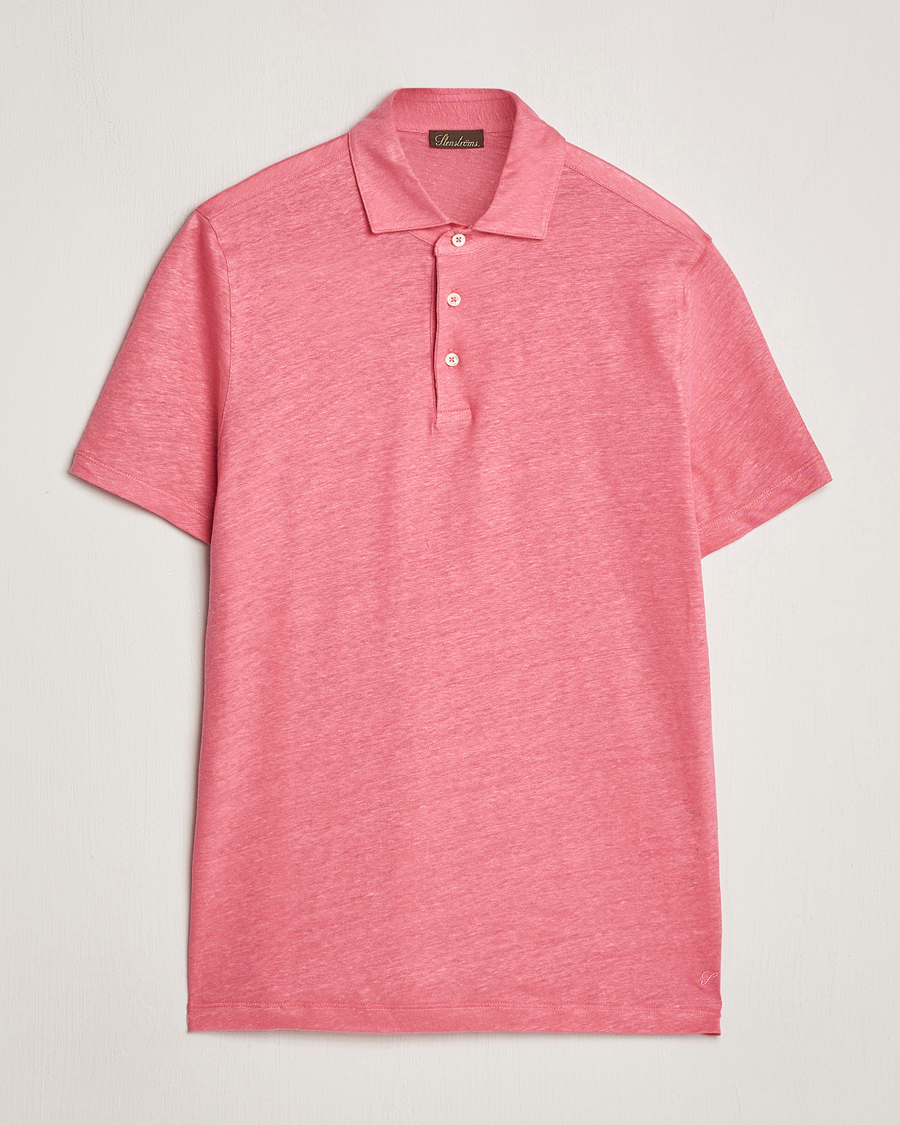 Herr | Pikéer | Stenströms | Linen Polo Shirt Rasperry