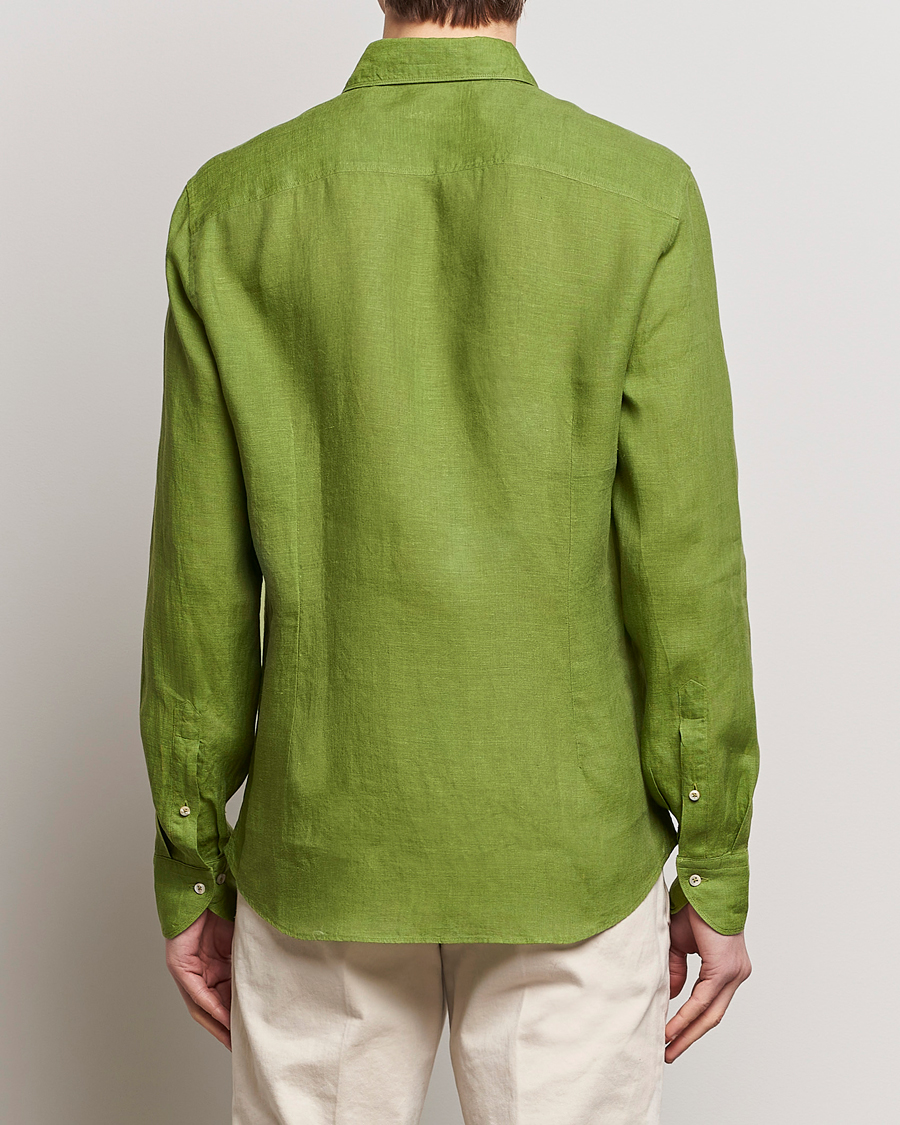 Herr | Skjortor | Stenströms | Slimline Cut Away Linen Shirt Green