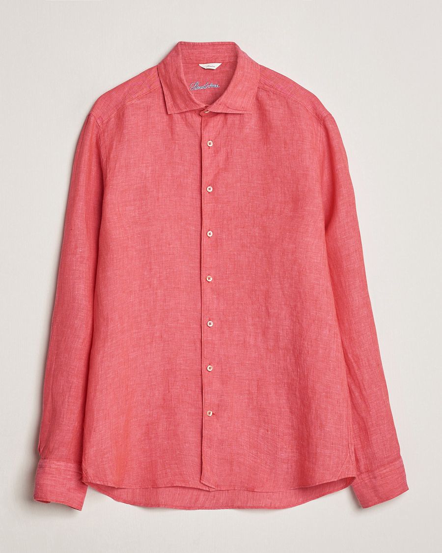 Herr | Skjortor | Stenströms | Slimline Cut Away Linen Shirt Rasperry