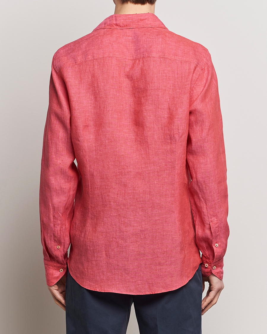 Herr | Skjortor | Stenströms | Slimline Cut Away Linen Shirt Rasperry