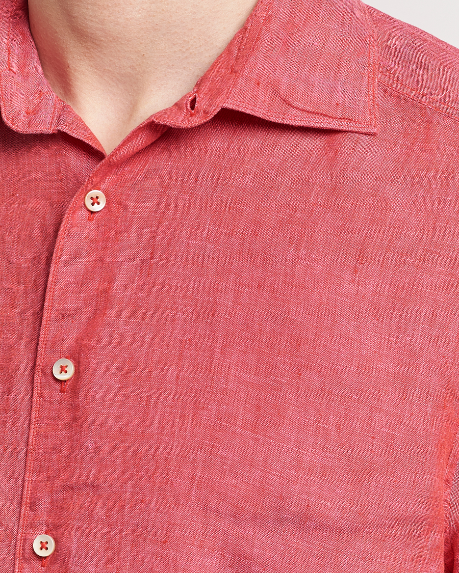 Herr | Skjortor | Stenströms | Slimline Cut Away Linen Shirt Rasperry