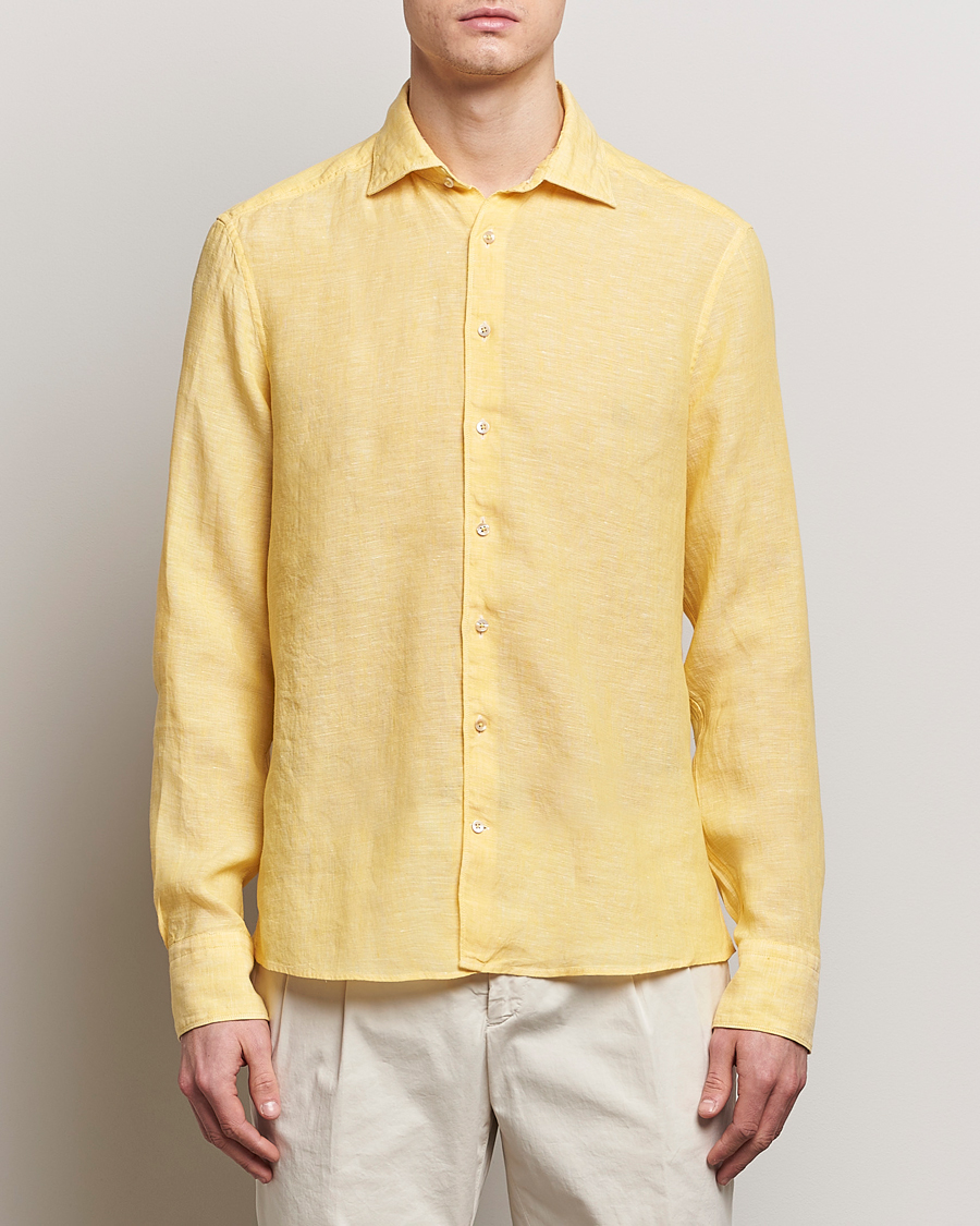 Herr | Avdelningar | Stenströms | Slimline Cut Away Linen Shirt Yellow