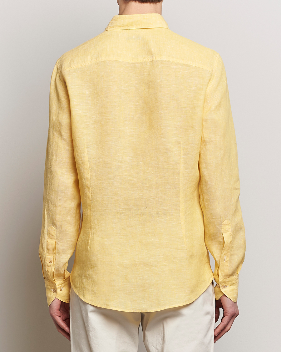 Herr | Skjortor | Stenströms | Slimline Cut Away Linen Shirt Yellow