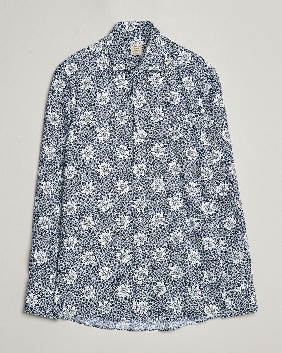 Herr | Skjortor | Stenströms | Slimline Cut Away Printed Viscose Shirt Blue