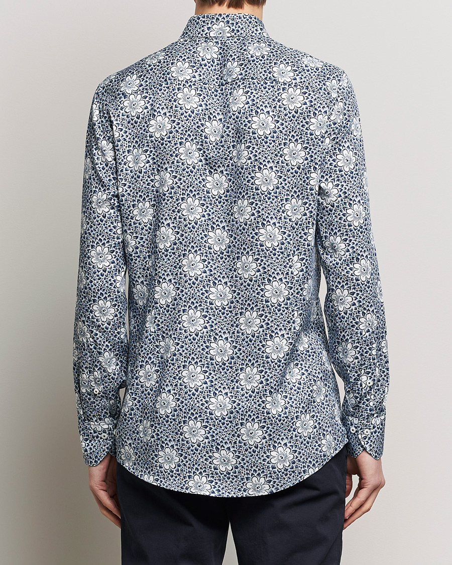 Herr | Skjortor | Stenströms | Slimline Cut Away Printed Viscose Shirt Blue