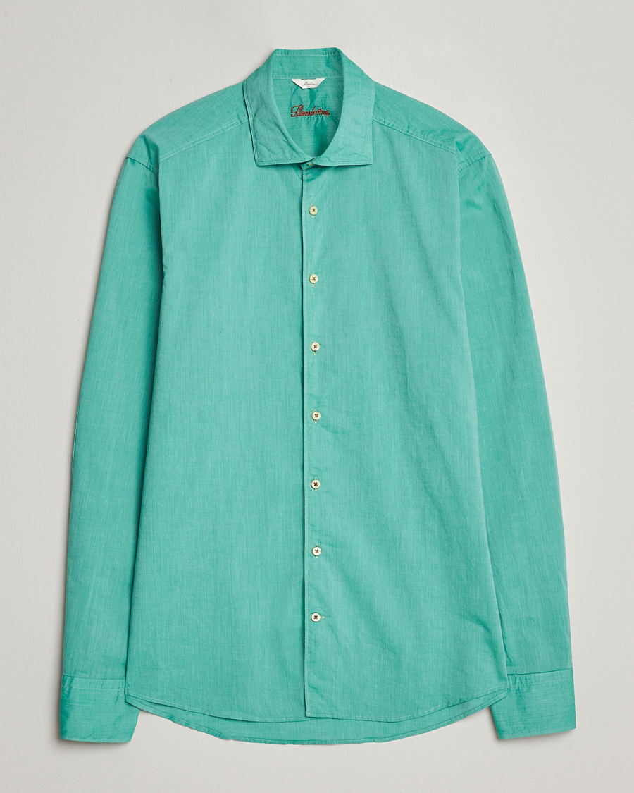 Herr | Skjortor | Stenströms | Slimline Washed Summer Poplin Shirt Green