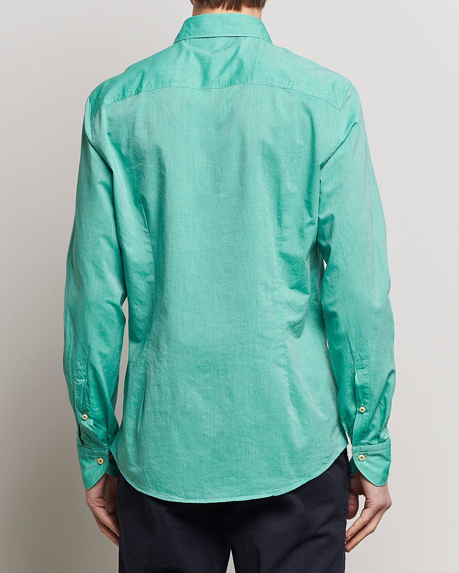 Herr | Skjortor | Stenströms | Slimline Washed Summer Poplin Shirt Green