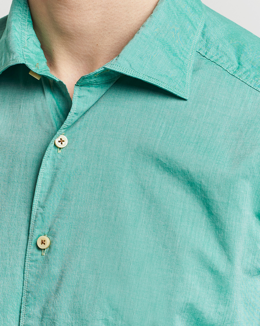 Herr | Skjortor | Stenströms | Slimline Washed Summer Poplin Shirt Green