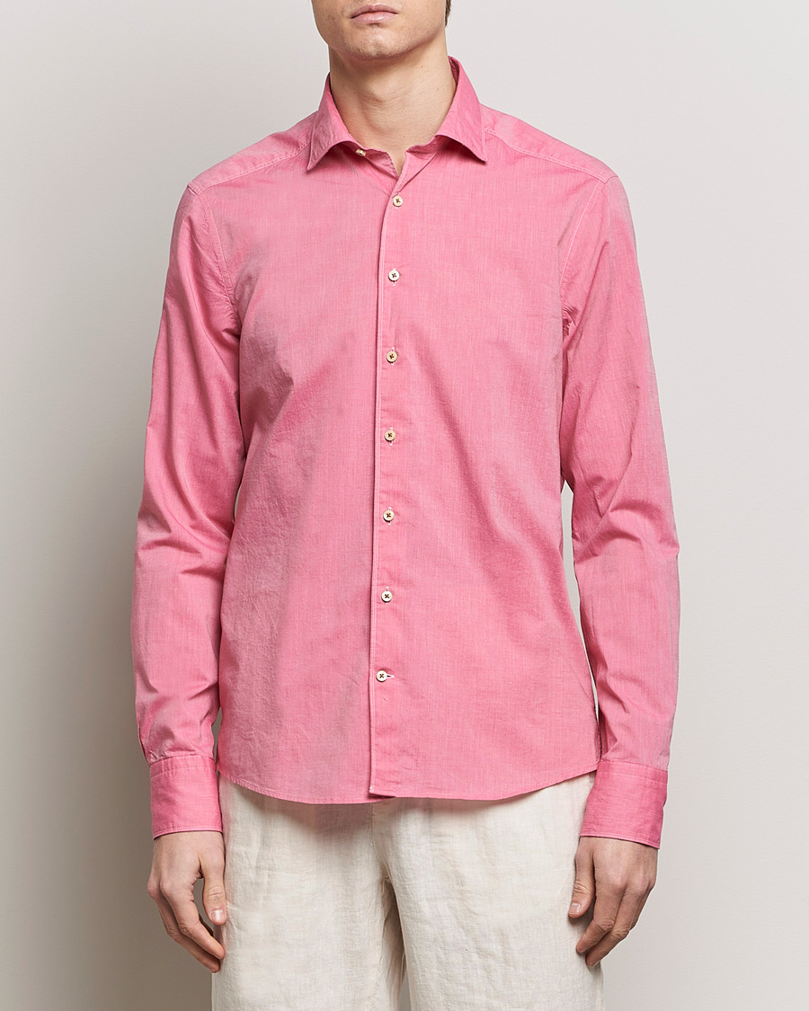 Herr | Lojalitetserbjudande | Stenströms | Slimline Washed Summer Poplin Shirt Rasperry