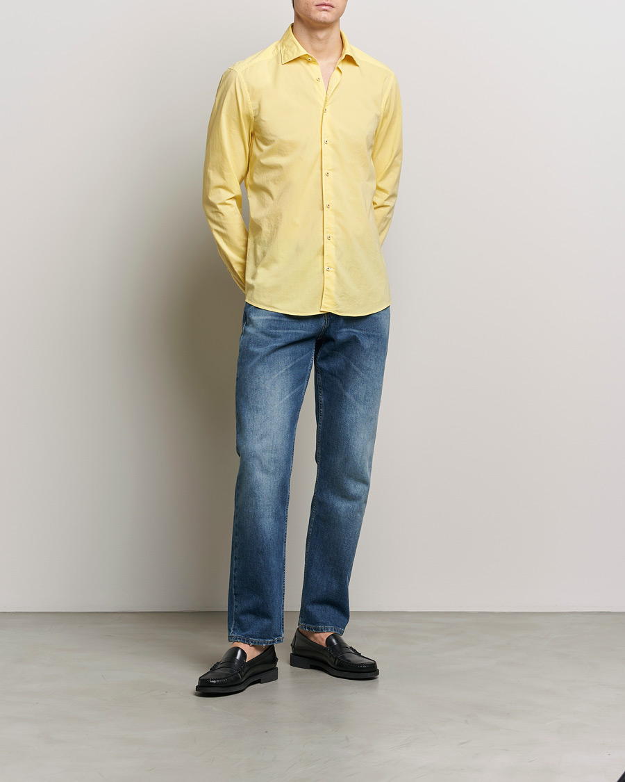 Herr | Skjortor | Stenströms | Slimline Washed Summer Poplin Shirt Yellow