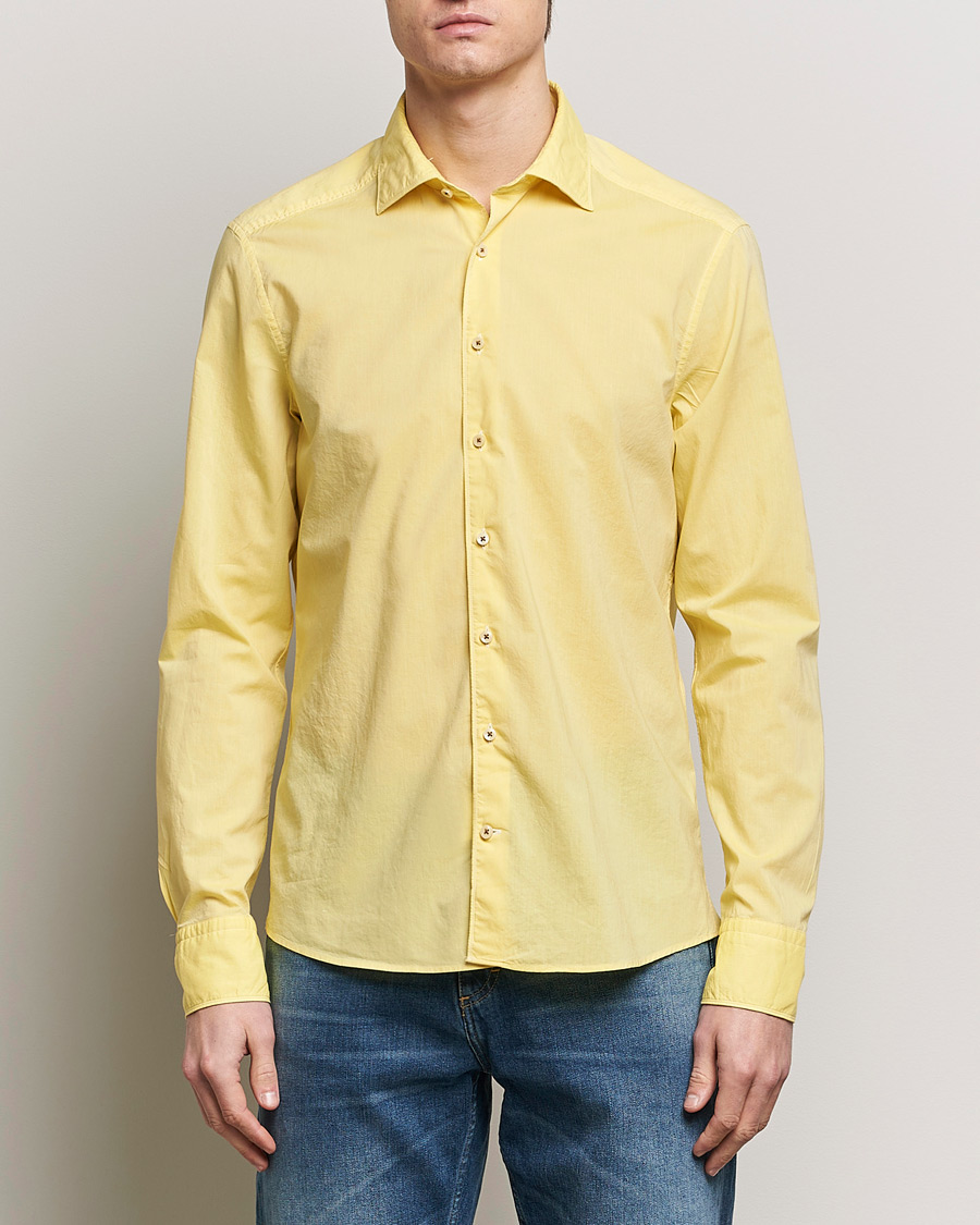 Herr | Business & Beyond | Stenströms | Slimline Washed Summer Poplin Shirt Yellow
