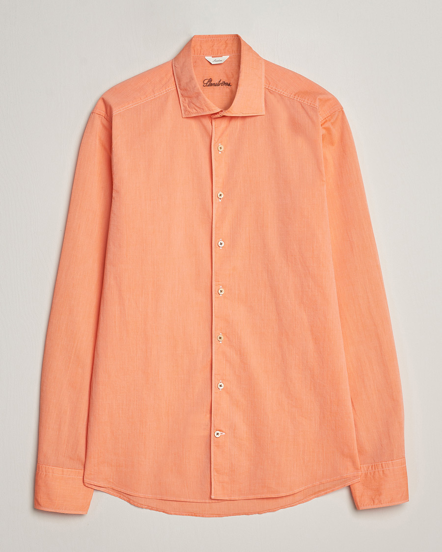 Herr | Skjortor | Stenströms | Slimline Washed Summer Poplin Shirt Orange