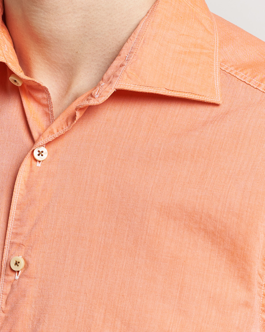 Herr | Skjortor | Stenströms | Slimline Washed Summer Poplin Shirt Orange