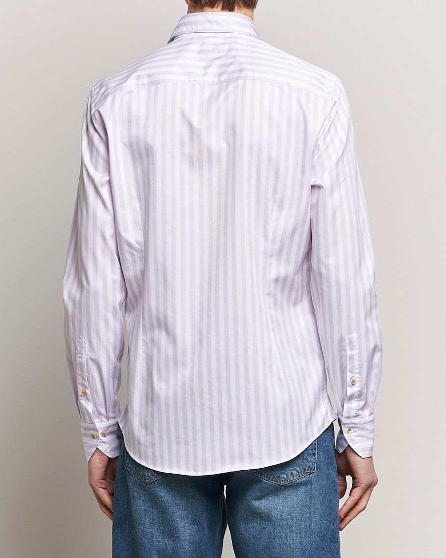Herr | Skjortor | Stenströms | Slimline Large Stripe Washed Cotton Shirt Purple
