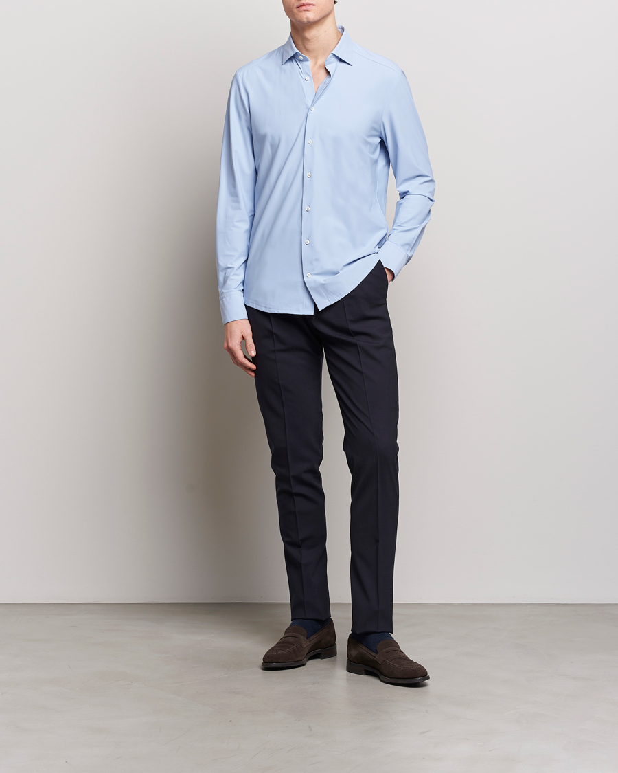 Herr | Skjortor | Stenströms | Slimline Cut Away 4-Way Stretch Shirt Light Blue
