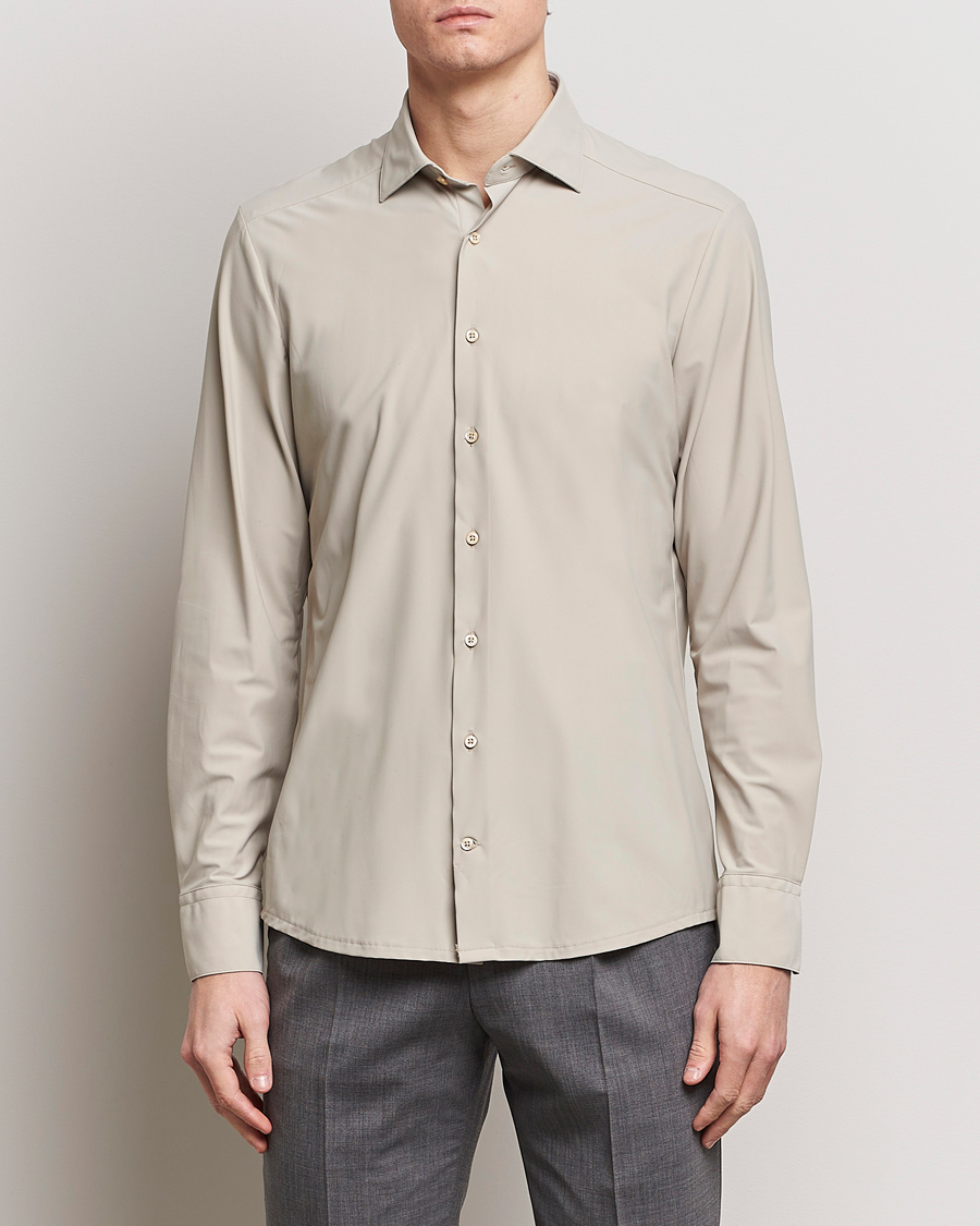 Herr | Kläder | Stenströms | Slimline Cut Away 4-Way Stretch Shirt Clay