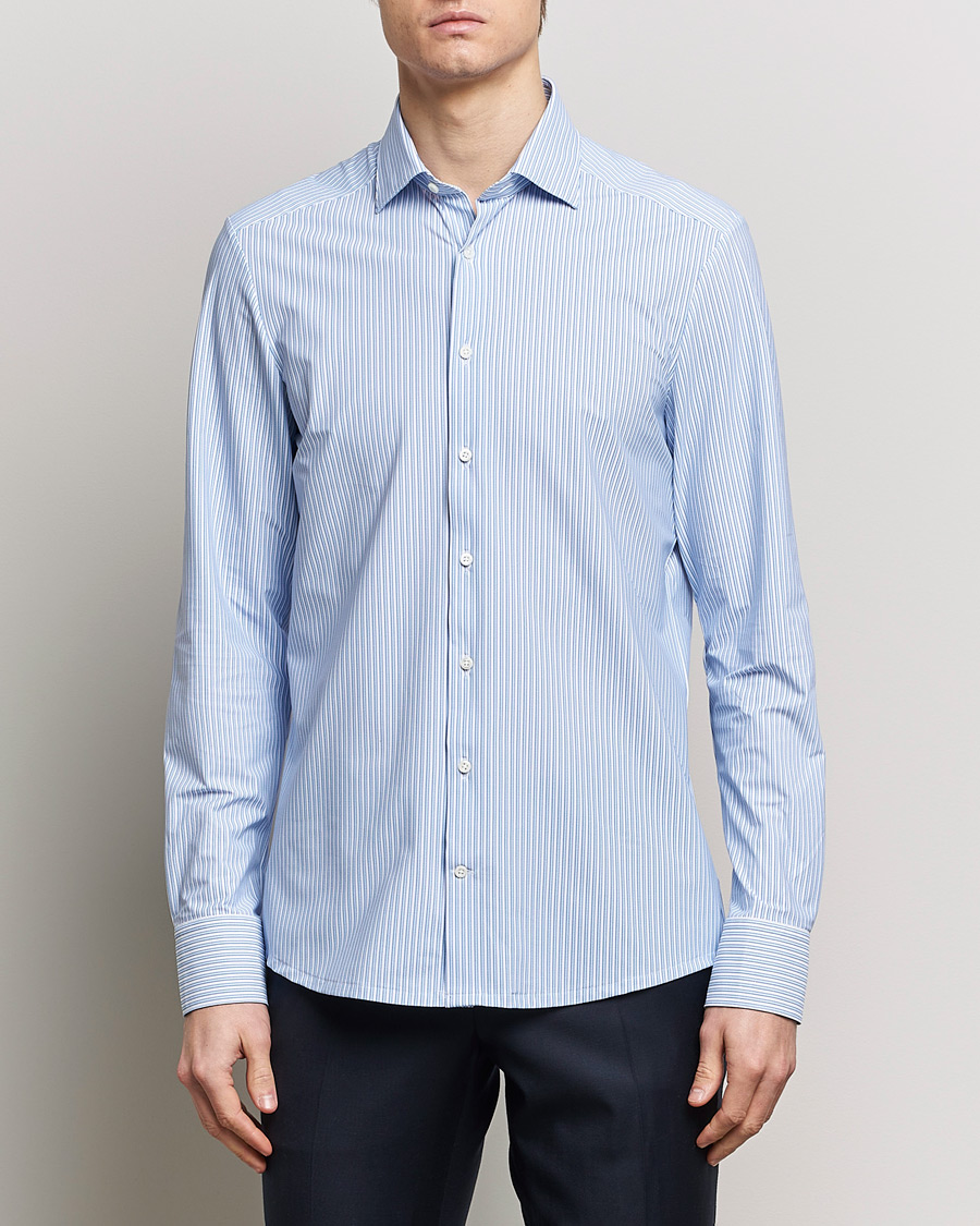 Herr | Skjortor | Stenströms | Slimline Striped Cut Away 4-Way Stretch Shirt Blue