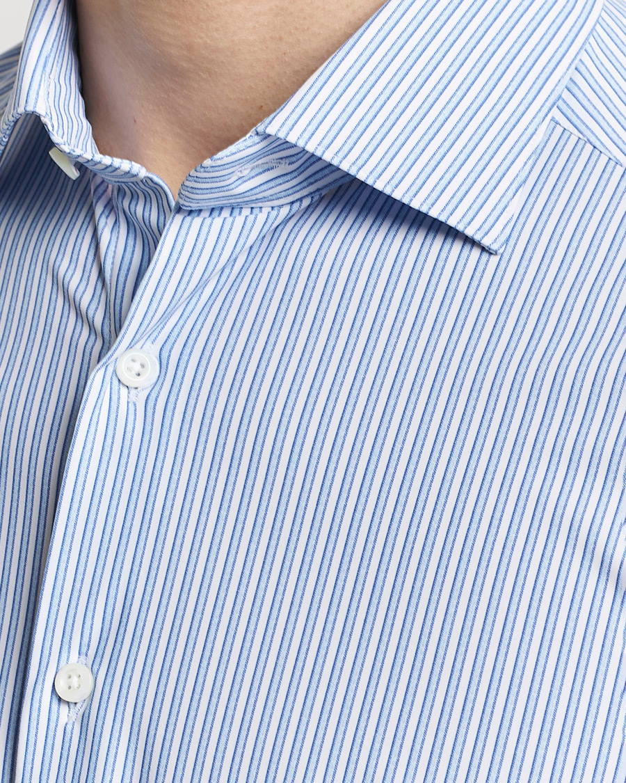 Herr | Skjortor | Stenströms | Slimline Striped Cut Away 4-Way Stretch Shirt Blue