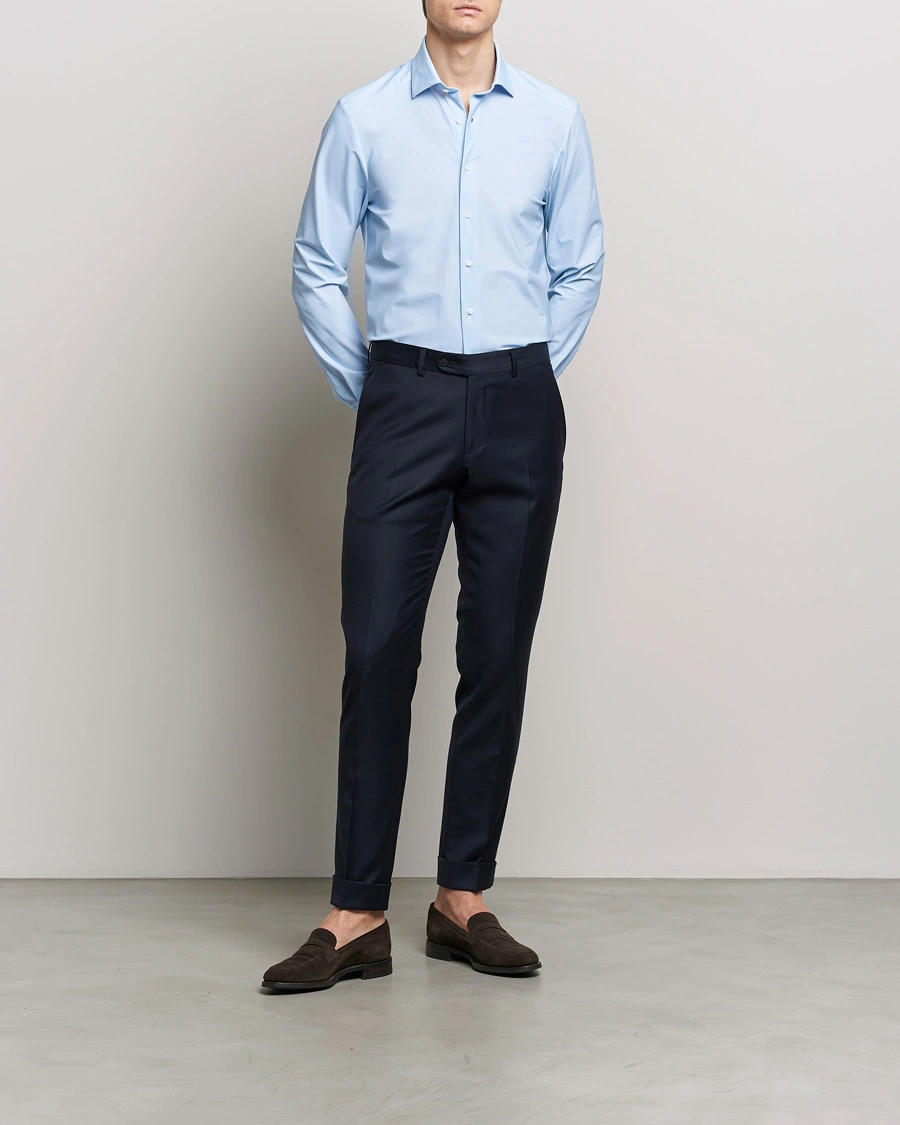 Herr | Avdelningar | Stenströms | Slimline Micro Check Cut Away 4-Way Stretch Shirt Blue