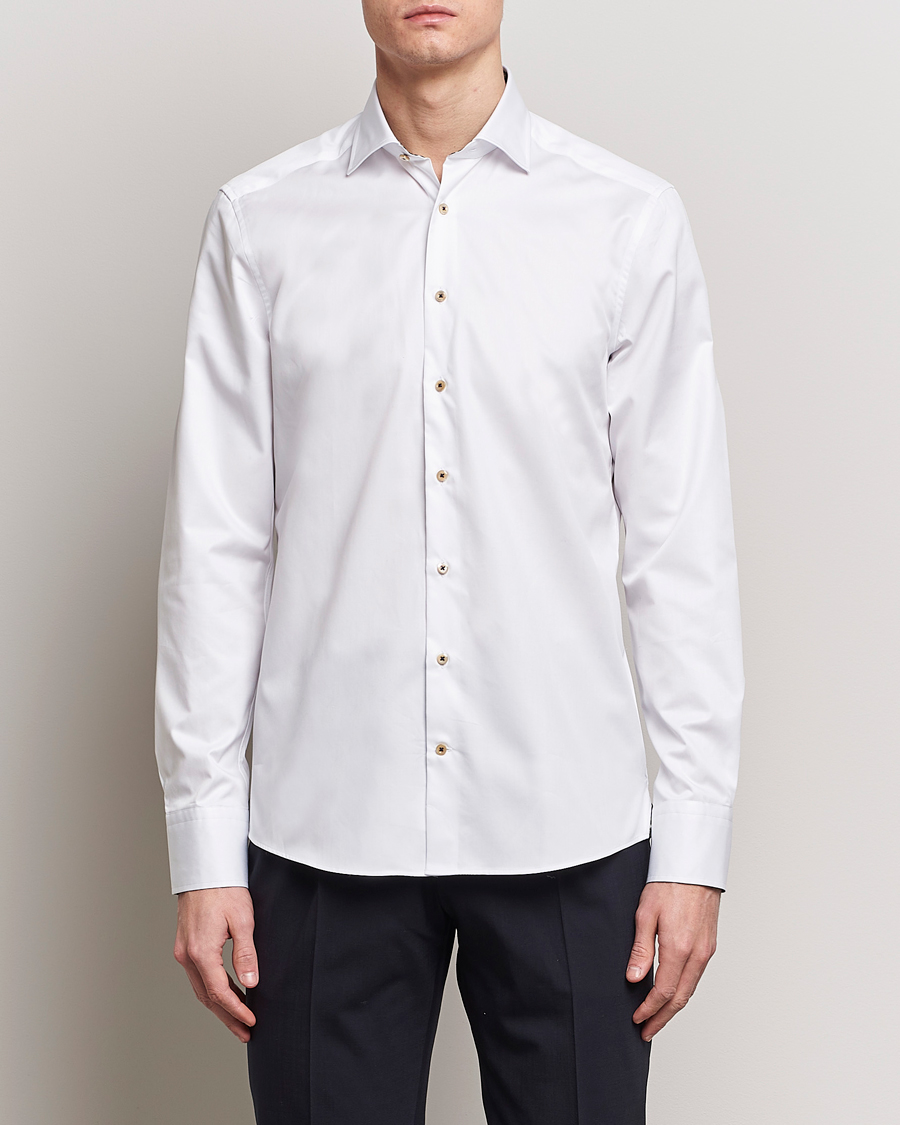 Herr | Stenströms | Stenströms | Slimline Cut Away Circle Contrast Shirt White
