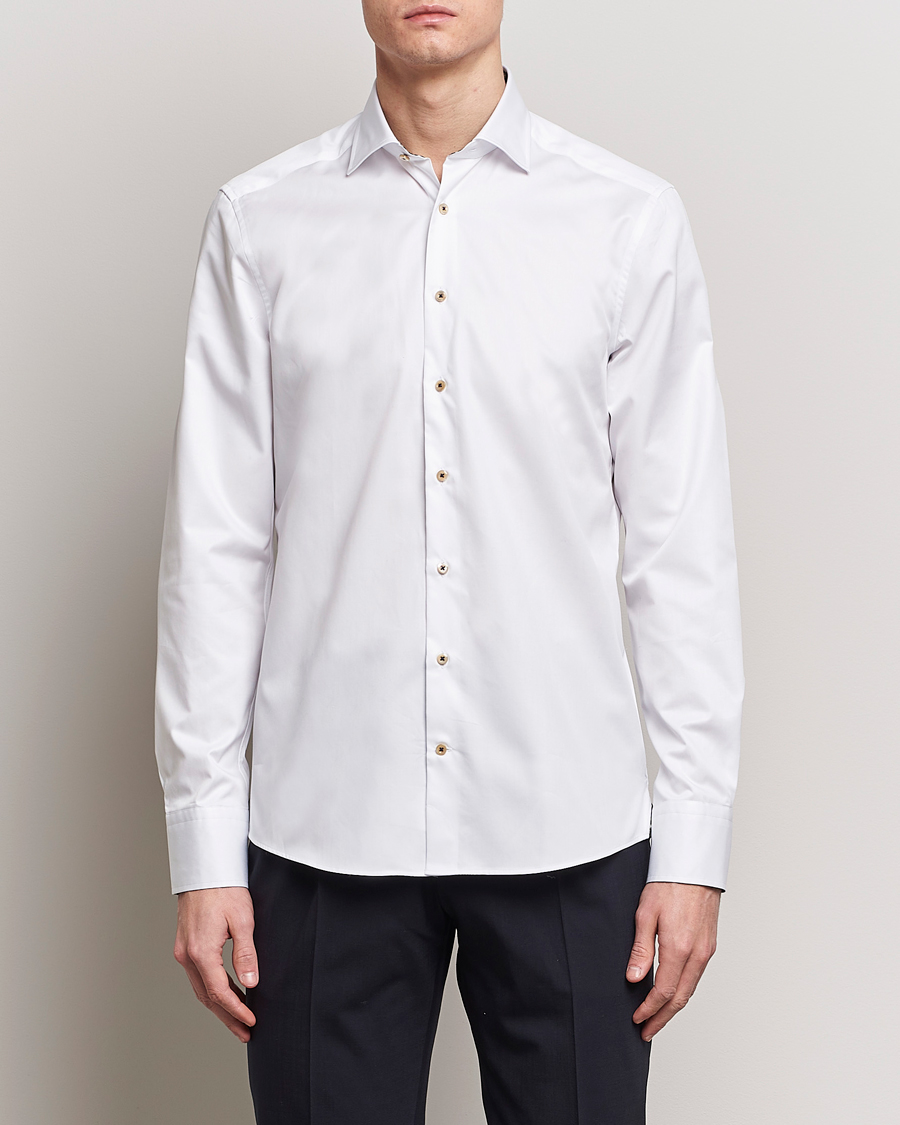 Herr | Skjortor | Stenströms | Slimline Cut Away Circle Contrast Shirt White