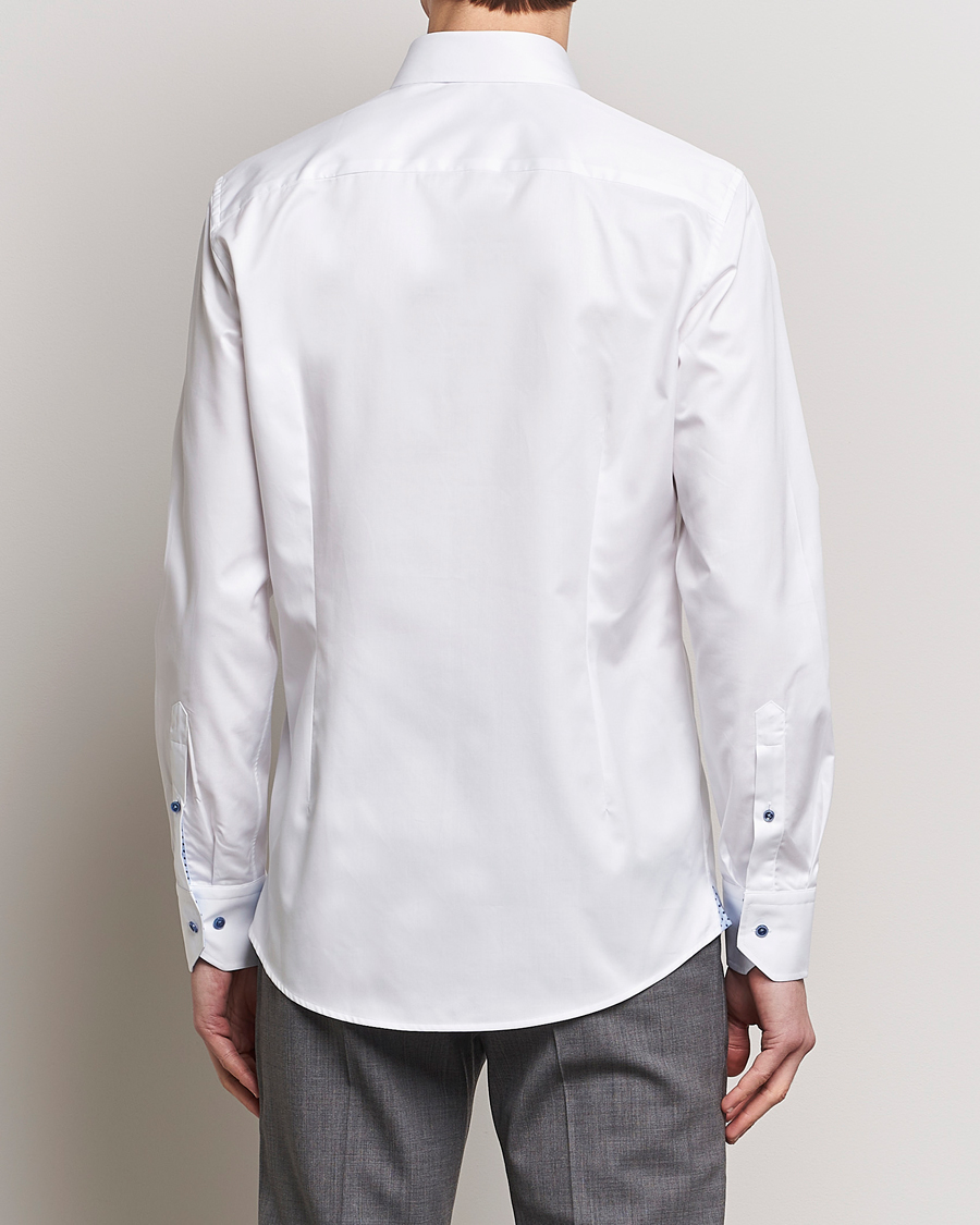 Herr | Skjortor | Stenströms | Slimline Cut Away Print Contrast Shirt White