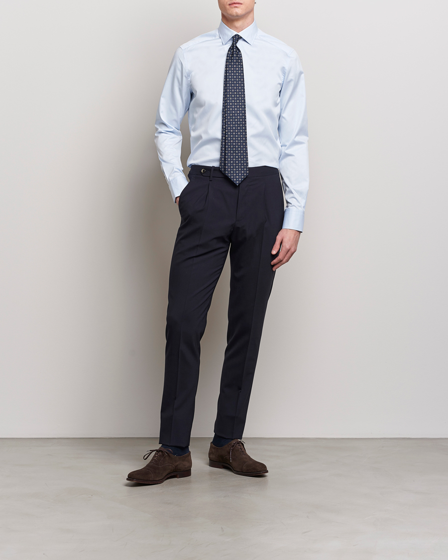 Herr | Avdelningar | Stenströms | Slimline Cut Away Print Contrast Shirt Light Blue