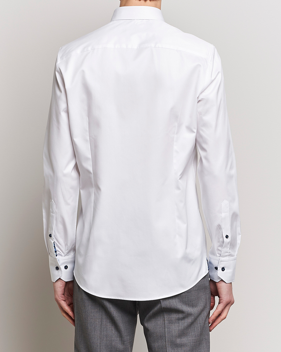 Herr | Skjortor | Stenströms | Slimline Cut Away Flower Contrast Shirt White