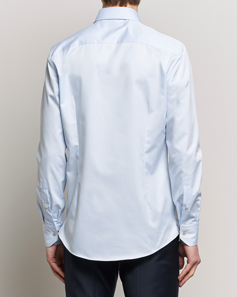 Herr | Skjortor | Stenströms | Slimline Multi Stripe Contrast Cut Away Shirt Light Blue