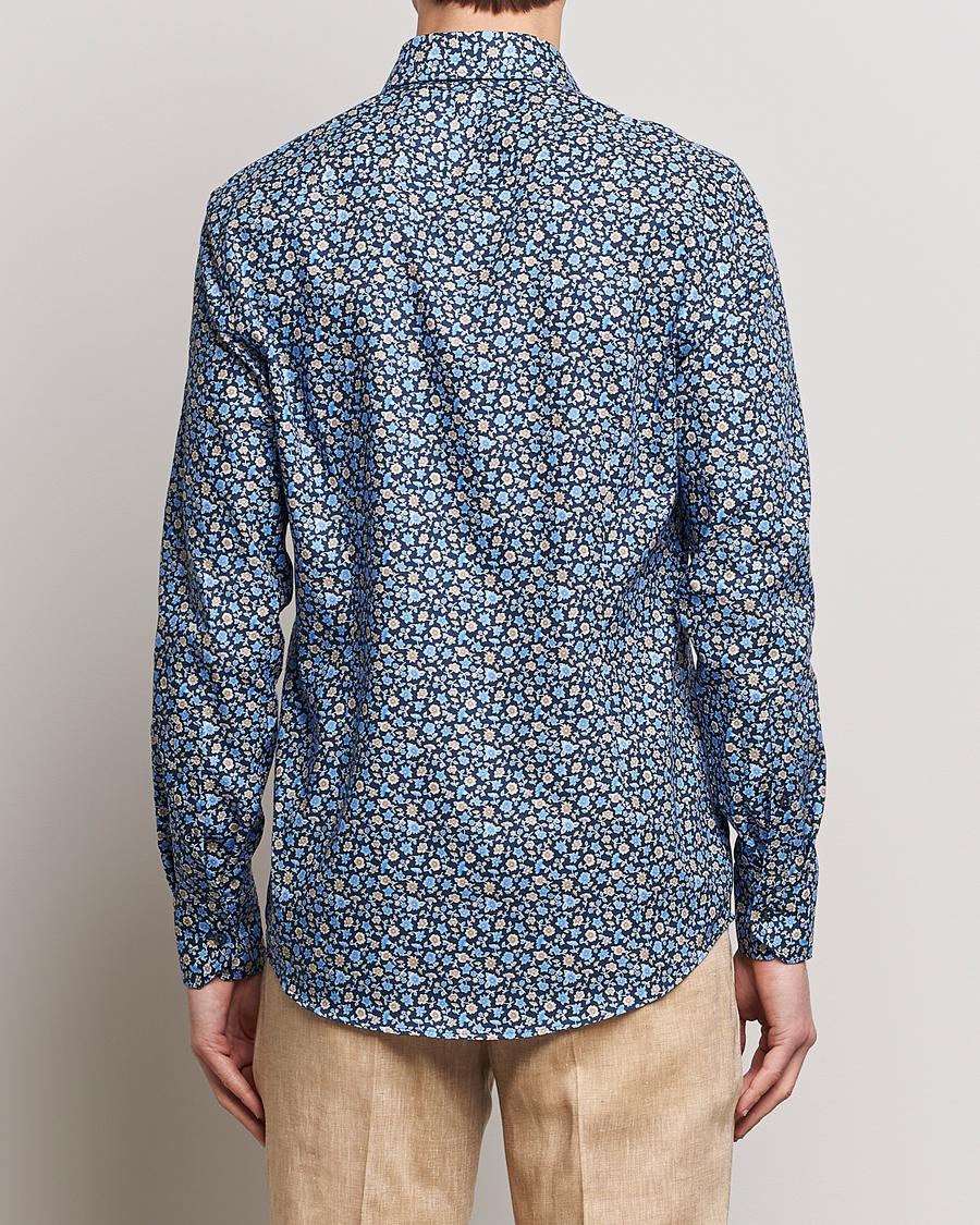 Herr | Skjortor | Stenströms | Slimline Cut Away Printed Flower Shirt Navy
