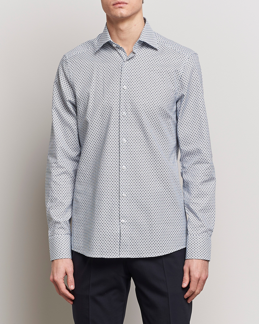 Herr | Skjortor | Stenströms | Slimline Cut Away All Over Print Shirt White