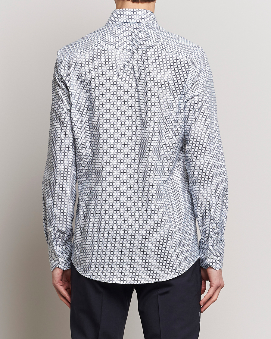 Herr | Skjortor | Stenströms | Slimline Cut Away All Over Print Shirt White