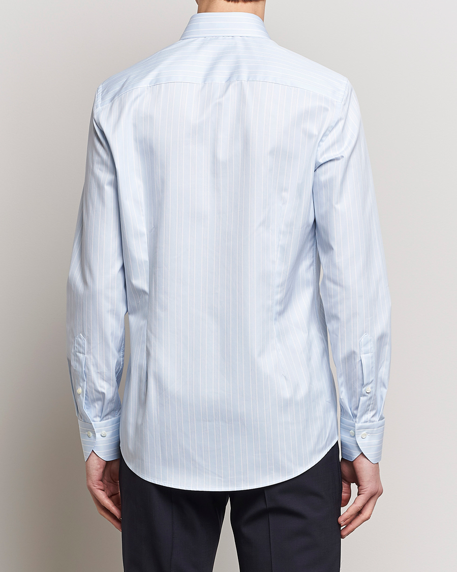 Herr | Skjortor | Stenströms | Slimline Cut Away Multi Stripe Shirt Light Blue