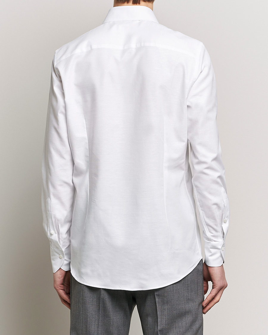 Herr | Skjortor | Stenströms | Slimline Cotton/Linen Cut Away Shirt White