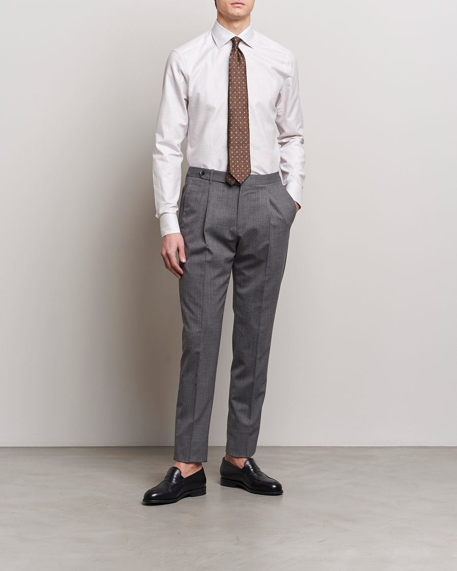 Herr | Lojalitetserbjudande | Stenströms | Slimline Cotton/Linen Cut Away Shirt Light Brown