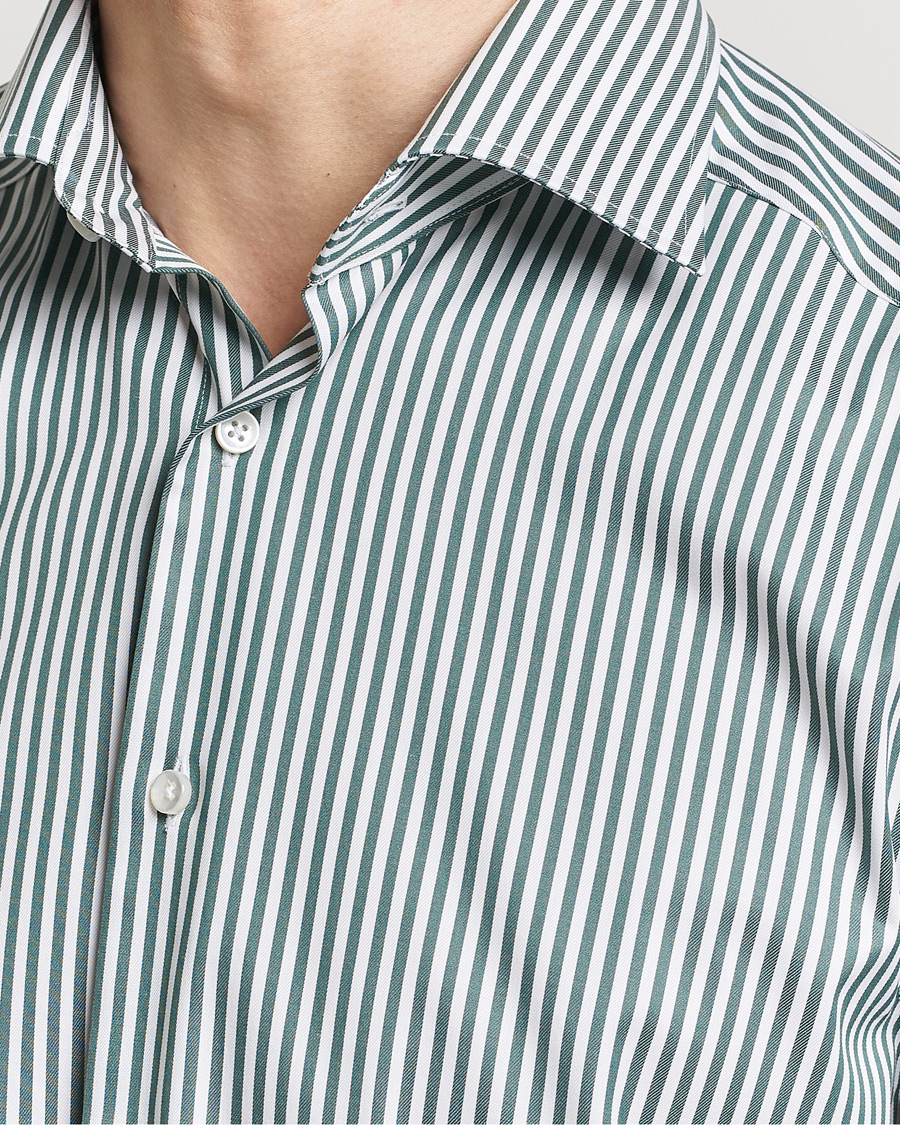Herr | Skjortor | Stenströms | Slimline Cut Away Striped Shirt Green