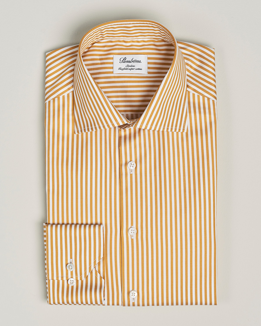 Herr | Skjortor | Stenströms | Slimline Cut Away Striped Shirt Yellow