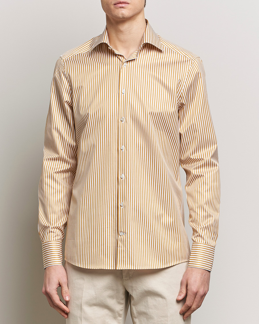 Herr | Skjortor | Stenströms | Slimline Cut Away Striped Shirt Yellow