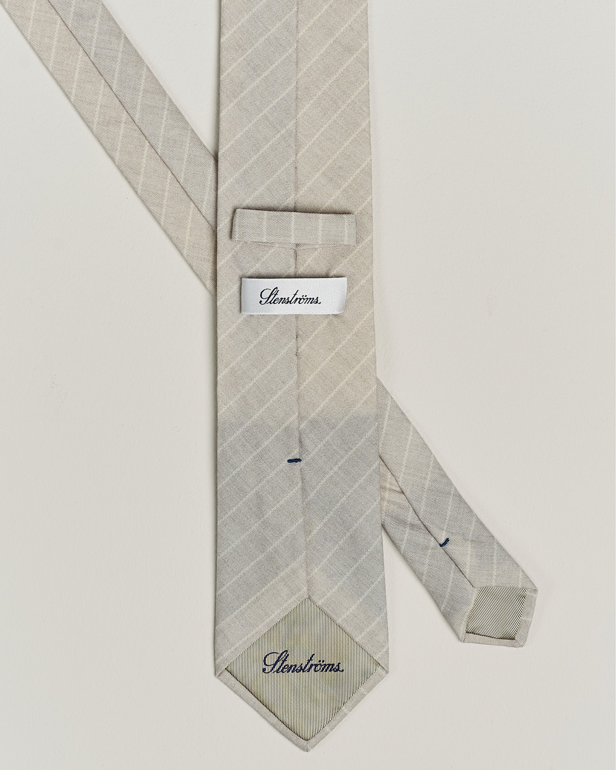 Herr | Slipsar | Stenströms | Striped Cotton/Wool Tie Grey
