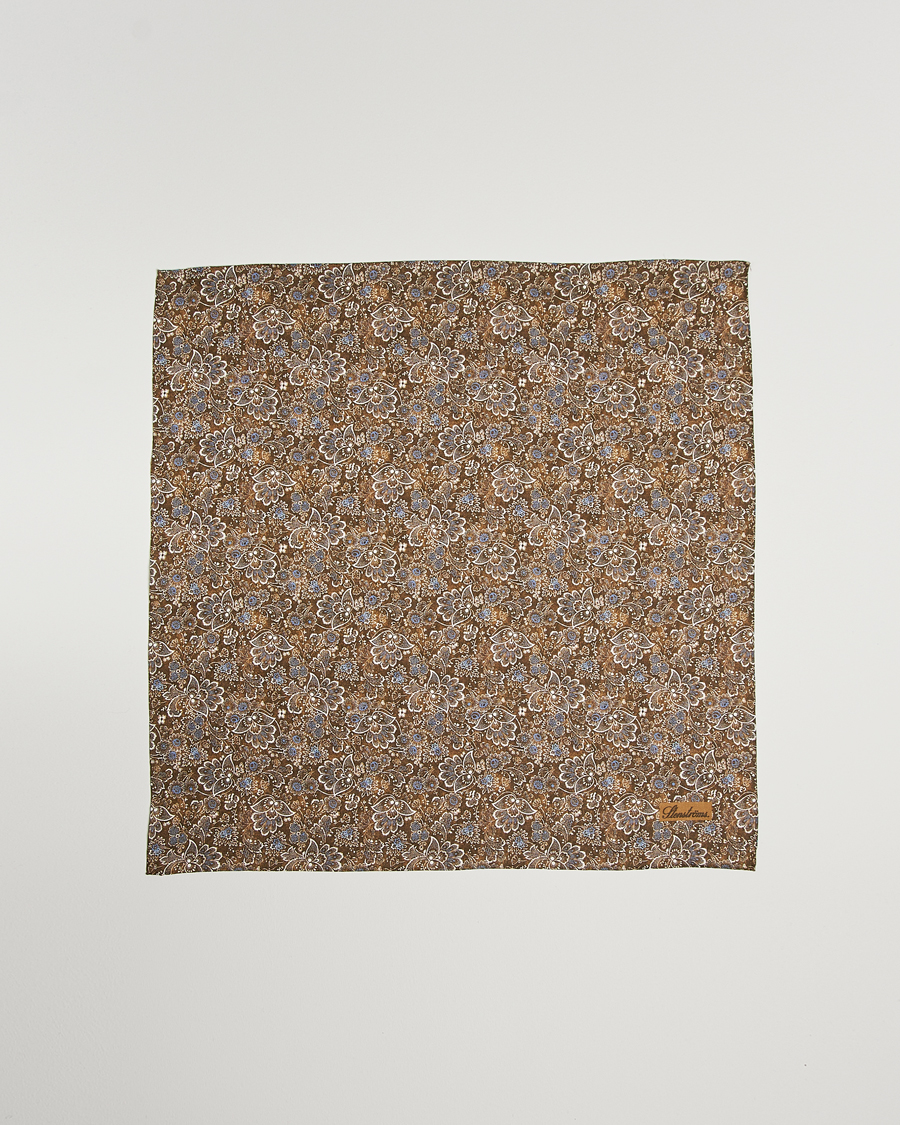 Herr | Stenströms Flower Printed Linen Bandana Brown | Stenströms | Flower Printed Linen Bandana Brown