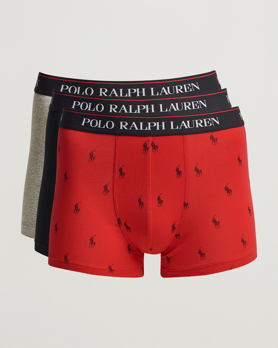 Herr | Underkläder | Polo Ralph Lauren | 3-Pack Cotton Stretch Trunk Heather/Red PP/Black