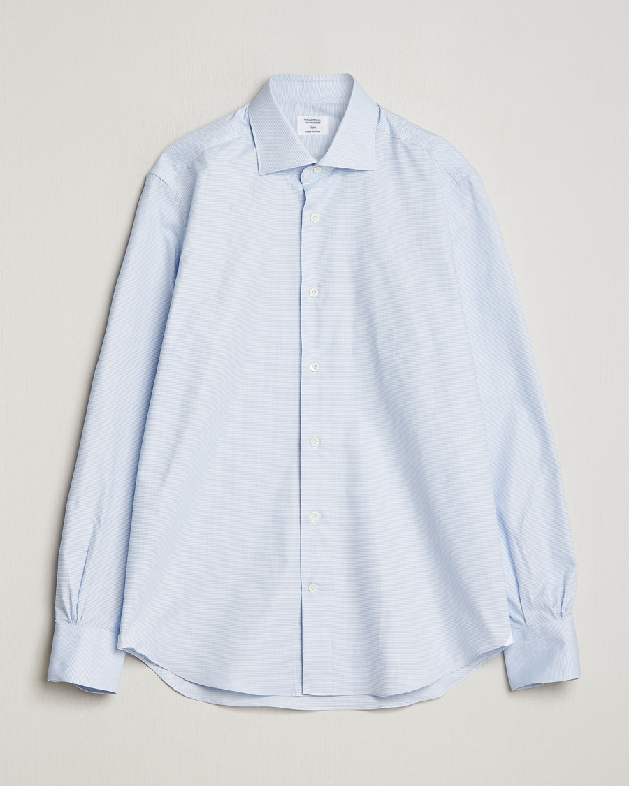 Herr | Skjortor | Mazzarelli | Soft Cotton Cut Away Shirt Light Blue